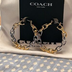Coach Earrings - Gold & Silver Chain Link